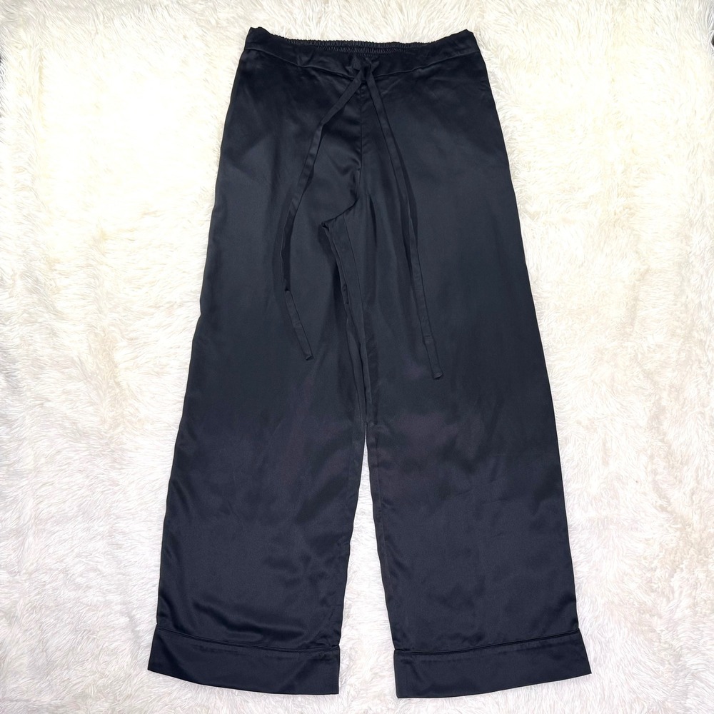 Savage X Fenty Satin Pajama Set in Black Caviar Women's Medium Button Up & Pants - Picture 6 of 8